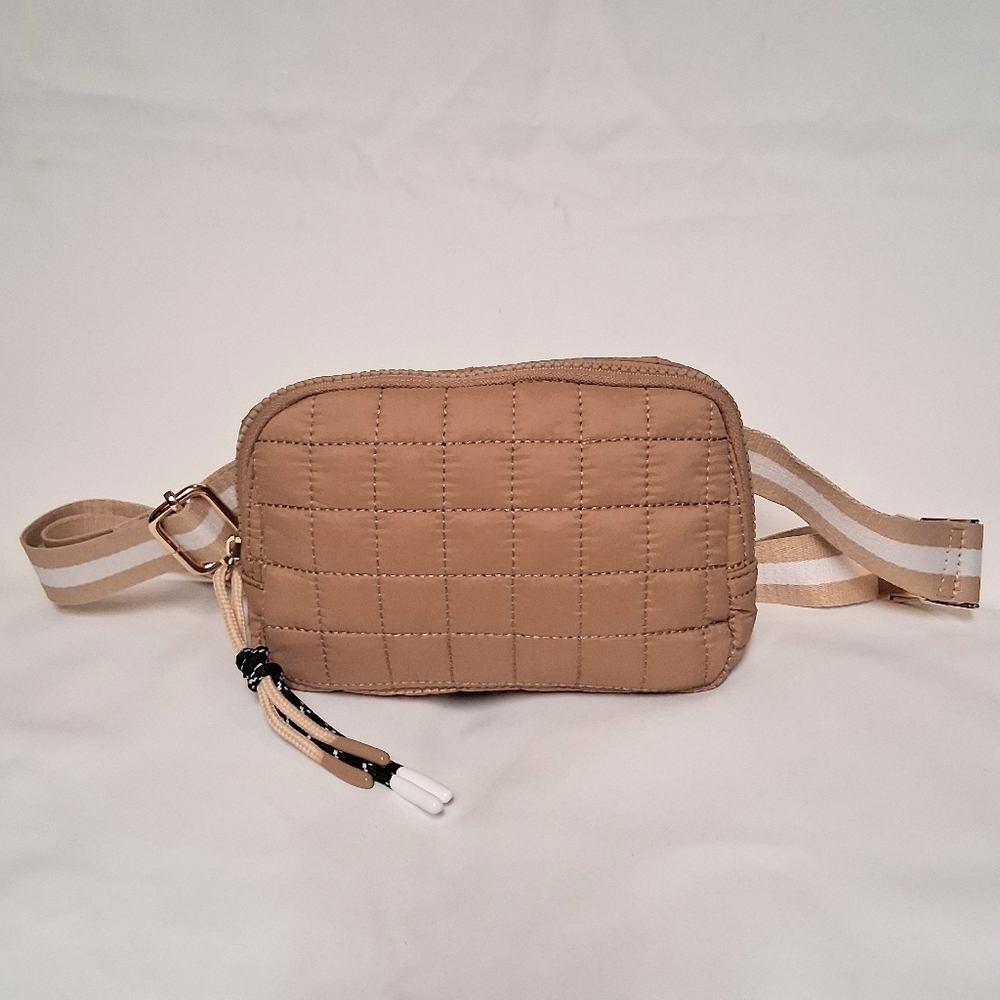 Shiraleah Ezra Quilted Khaki Adjustable Belt Bag For Women
